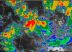 Imagem de satélite mostram as áreas em vermelho de formação de nuvens intensas e o sistema meteorológico que causou a chuva torrencial na tarde de terça (27), em Três Lagoas