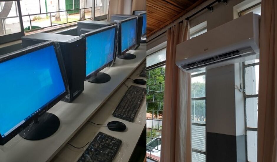 Vinte computadores desktops completos e 22 aparelhos de ar-condicionado de 22.000 Btus