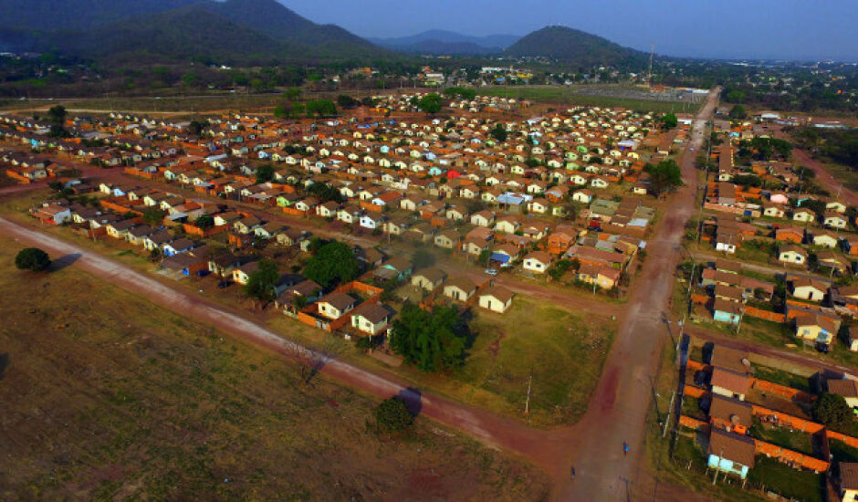 Vista aérea de bairro na parte alta de Corumbá