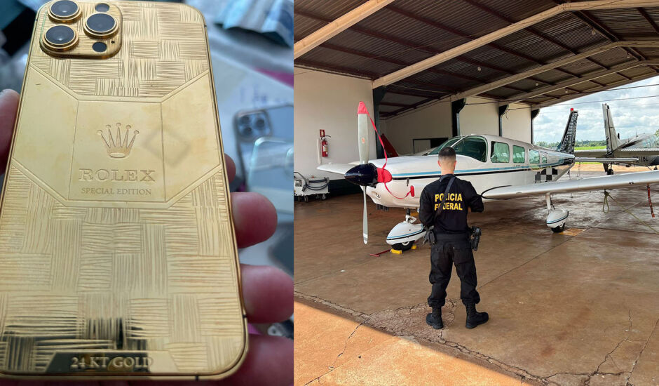 Celular em ouro 24K de marca de luxo e avião apreendidos na Operação Sanctus