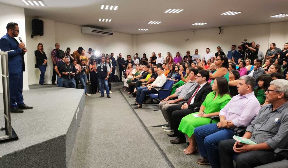 Cerimônia de posse foi realizada no auditório do Instituto Municipal de Previdência de Campo Grande (IMPCG)