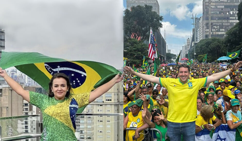 A prefeita Adriane Lopes e o deputado estadual, João Henrique Catan, participaram da manifestação em São Paulo.