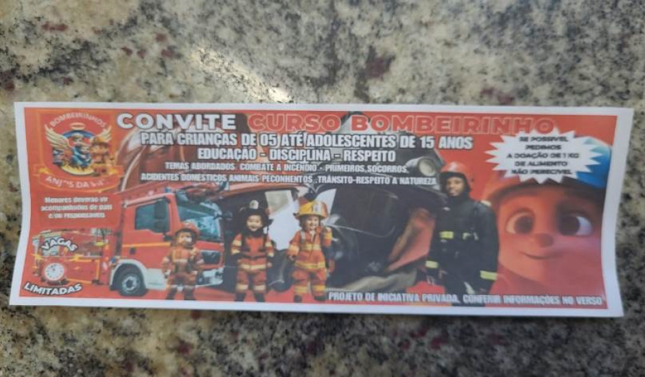 Curso pago de bombeiros para crianças com mesmo nome do projeto social do Corpo de Bombeiros de Três Lagoas gera desconfiança dos pais. 