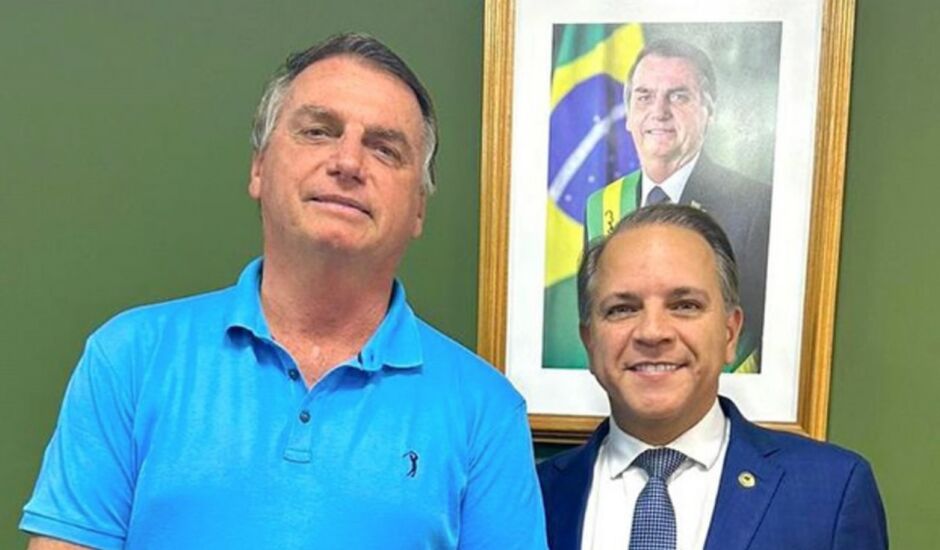 Ex-presidente Jair Bolsonaro e o deputado estadual Coronel David. Hoje eles se reuniram em Brasília.