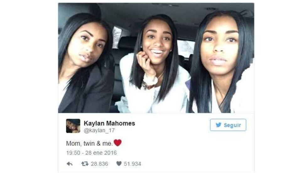 Kaylan Mahomes, a mãe e a irmã gêmea. Quem é quem?