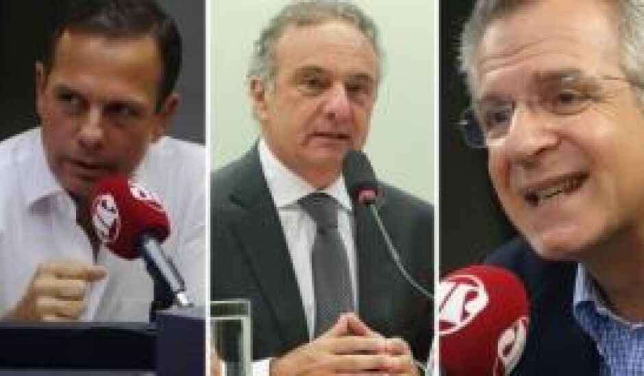 Prévias para prefeitura de São Paulo: Doria (esq.) e Matarazzo (dir.) disputarão o segundo turno em 20 de março. O deputado federal Ricardo Tripoli (centro) ficou em terceiro lugar