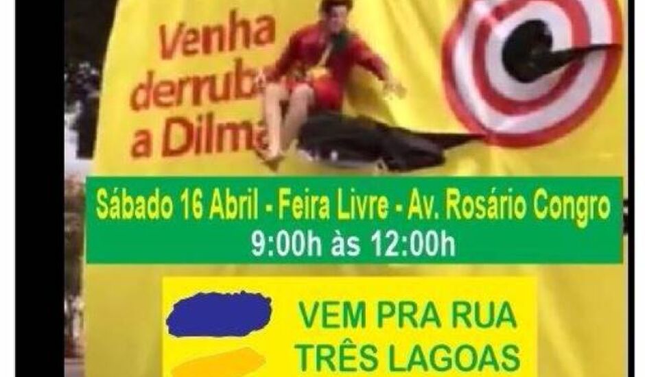 Intenção é derrubar o boneco da Dilma na piscina em demonstração ao impeachment que a presidente deve sofrer