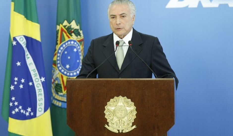Michel Temer, durante pronunciamento à imprensa, no Palácio do Planalto