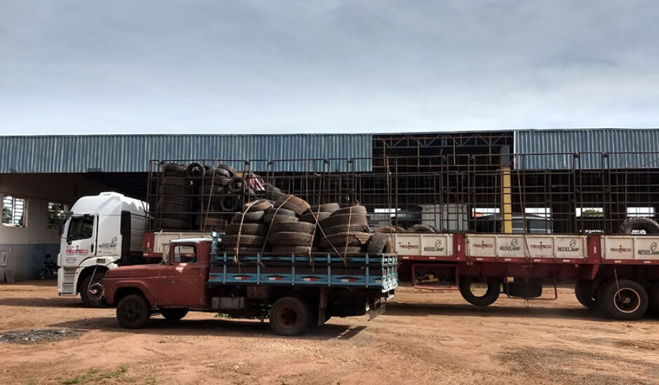 Empresa recolhe pneus velhos para reciclagem em Campo Grande