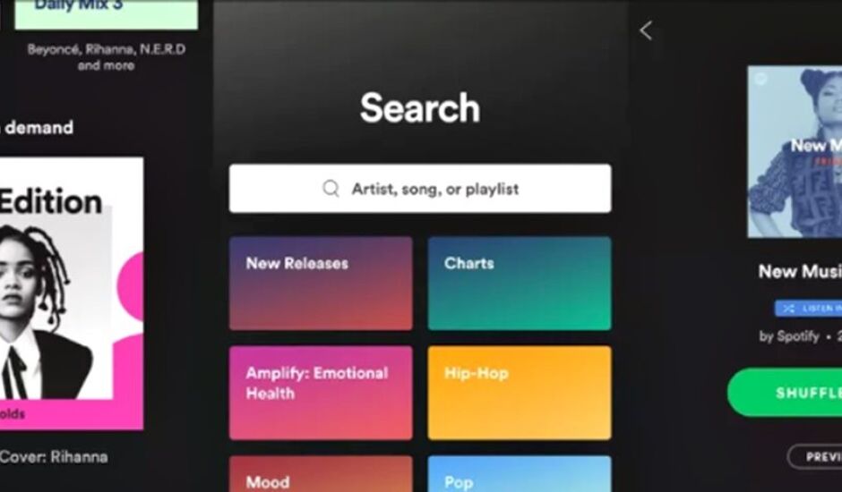 Nova interface do Spotify