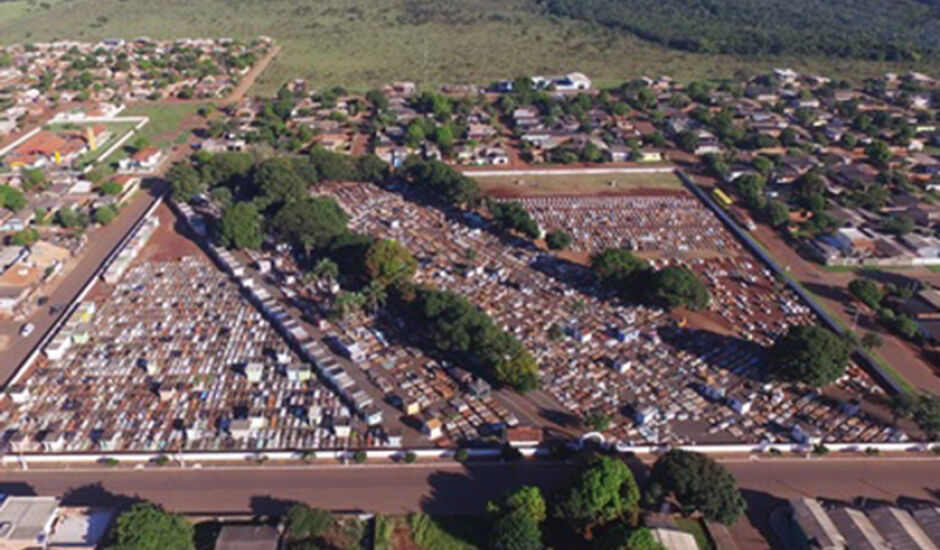 Imagem aérea do Cemitério Municipal São Sebastião em Sidrolândia