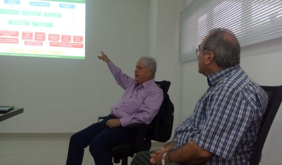 Marcos Ramos explica definições do planejamento, observado pelo diretor-geral Rosário Congro Neto