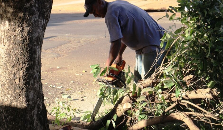 Poda de árvores é necessário em alguns pontos para o serviço de recapeamento de ruas e avenidas, segundo a prefeitura