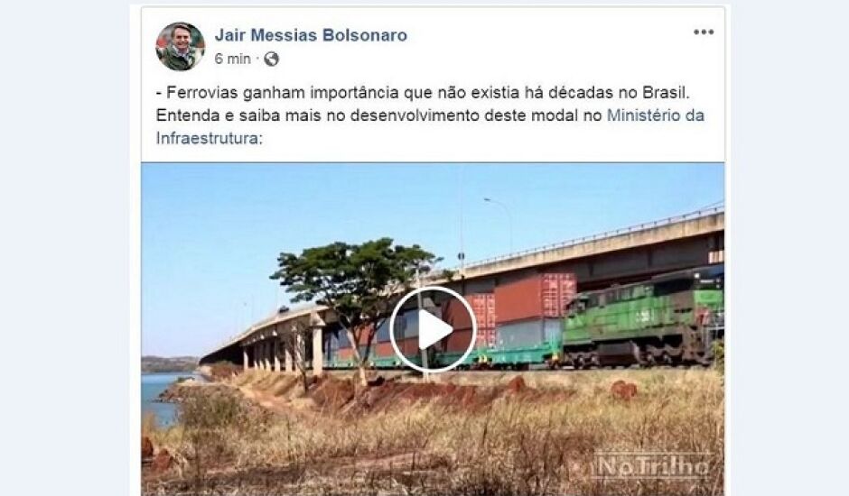Bolsonaro usou sua rede social para apresentar Ferronorte aos seguidores