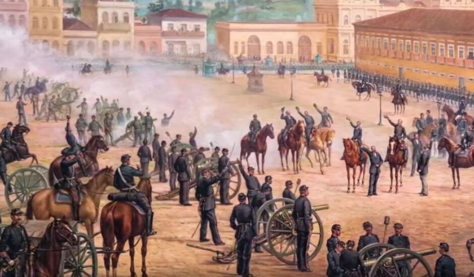 No dia 15 de novembro de 1889, o marechal Deodoro proclamou a República acompanhado por uma tropa de cerca de mil militares.