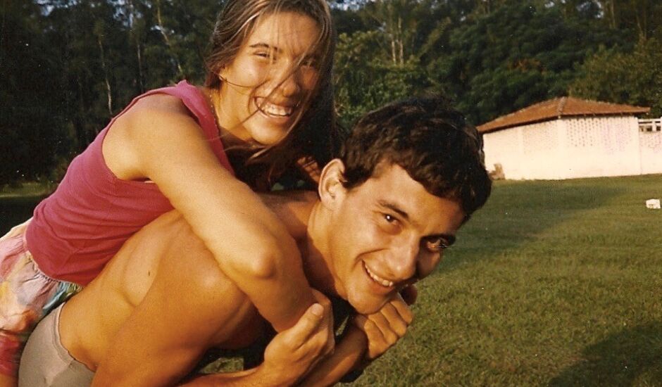 Adriane e Ayrton Senna durante o namoro, antes da fama