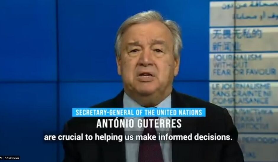 António Guterres afirmou em seu twitter que jornalismo é essencial para neutralizar a "pandemia da desinformação"