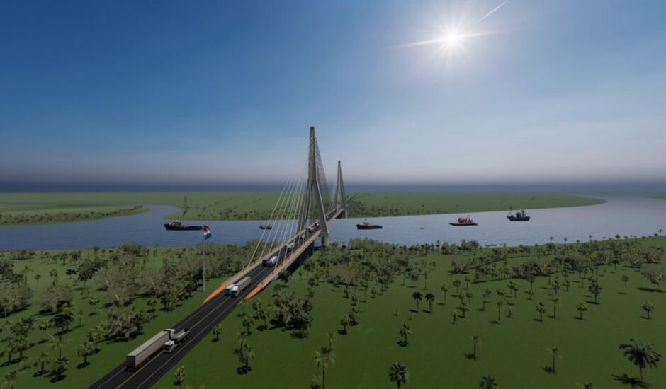 Projeto de ponte sobre o Rio Paraguai.