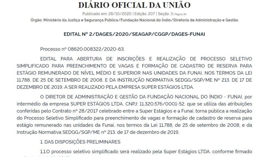 Edital está publicado no Diário Oficial da União desta quarta-feira (28).
