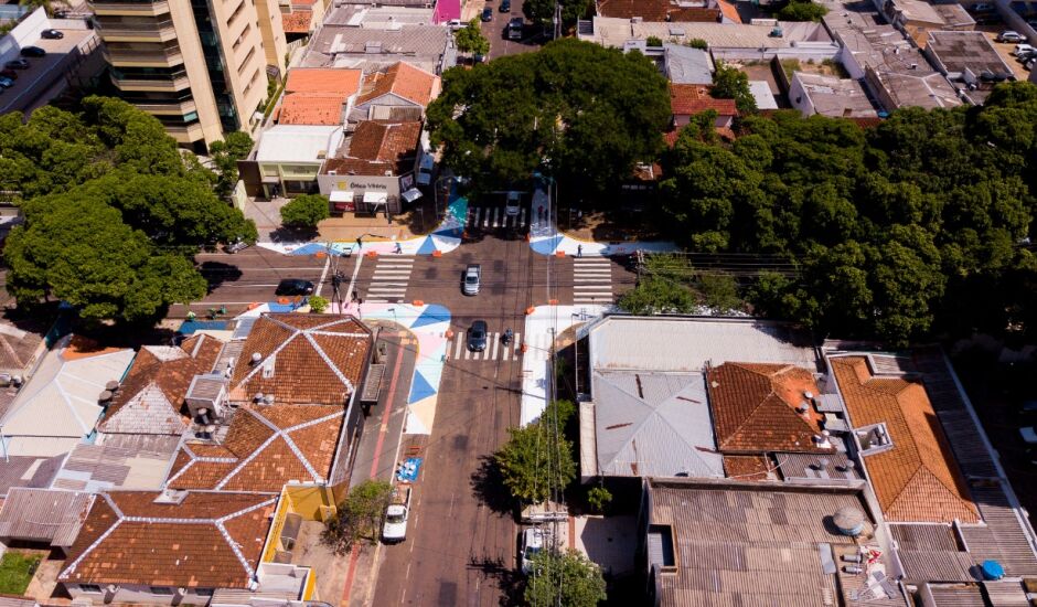 Vista aérea da rua José ntônio, em Campo Grande.