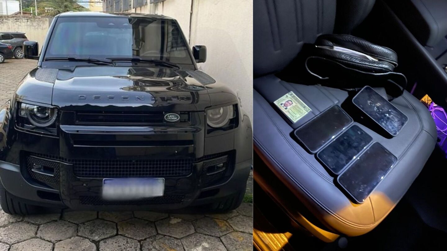 Land Rover Discovery e celulares apreendidos com o narcotraficante