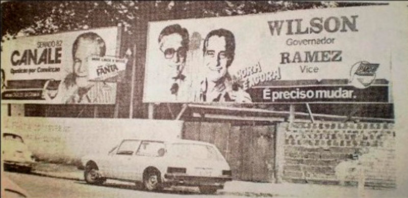 Propaganda eleitoral em outdoors de Campo Grande - ago/1982